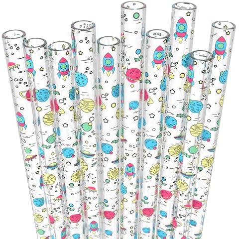 Fiesta First 10 Short Reusable Transparent Hard Plastic Drinking Straws Cover