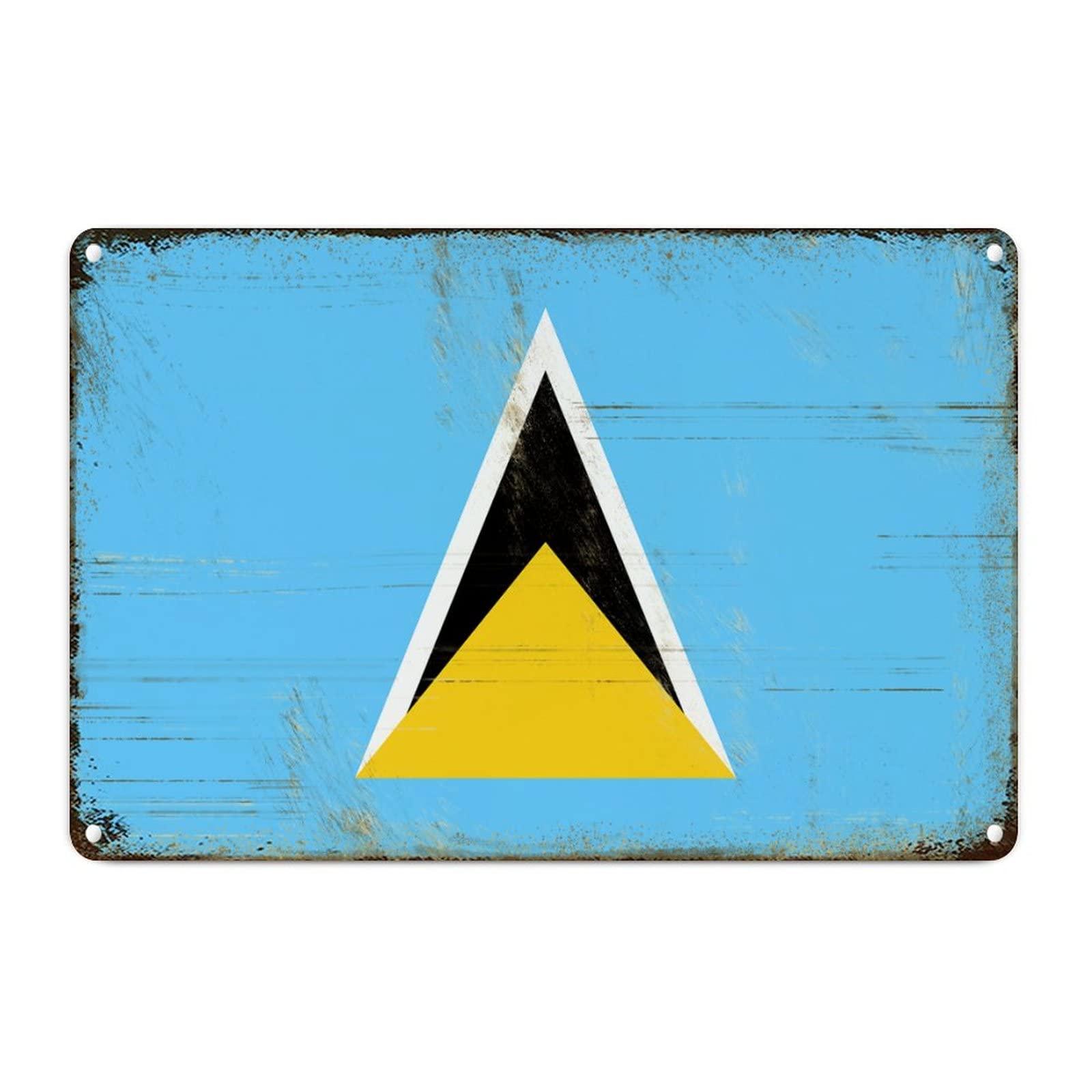 Woguangis Saint Lucia Flag Retro Aluminum Sign Country Souvenir Sign Wall Art Decor Metal Sign National Flag Metal Tin Plaque Farmhouse Decor Art Quality Metal Signs For Living Room 12X8in