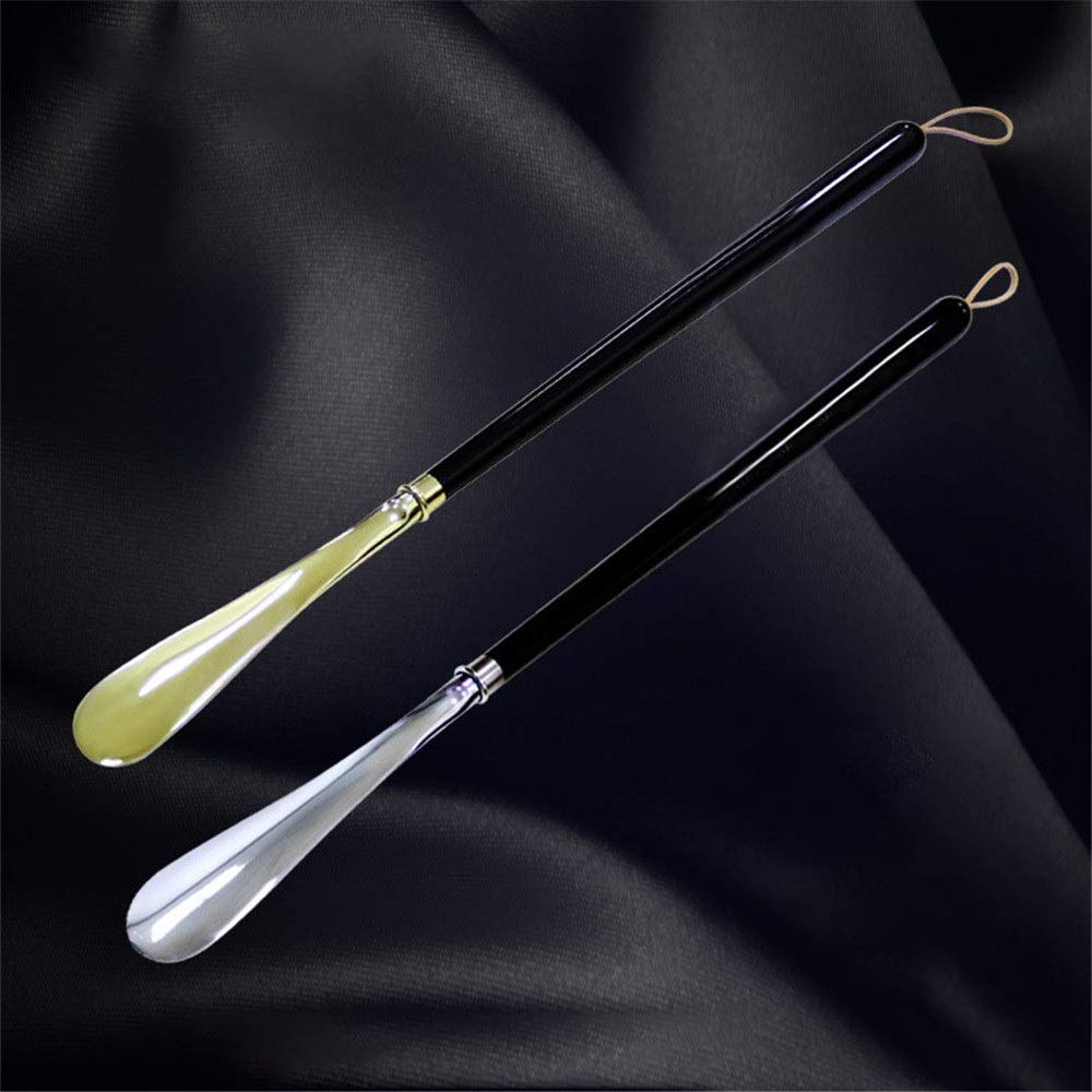 Langer hängender Schuhheber aus Holz, Schuhlöffel aus Holz, ohne Biegung (70 cm), tragbarer Schuhlöffel (Farbe: Gold, Größe: 70 cm) (Gold 70 cm) (Gold 70 cm)