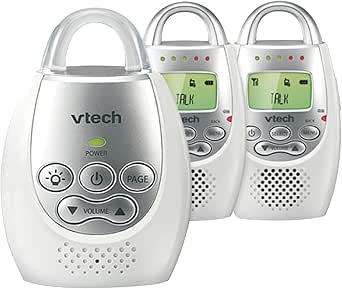 Monitor para bebés de audio digital VTech Communications Safe and Sound, Monitor con dos unidades para padres, Blanco
