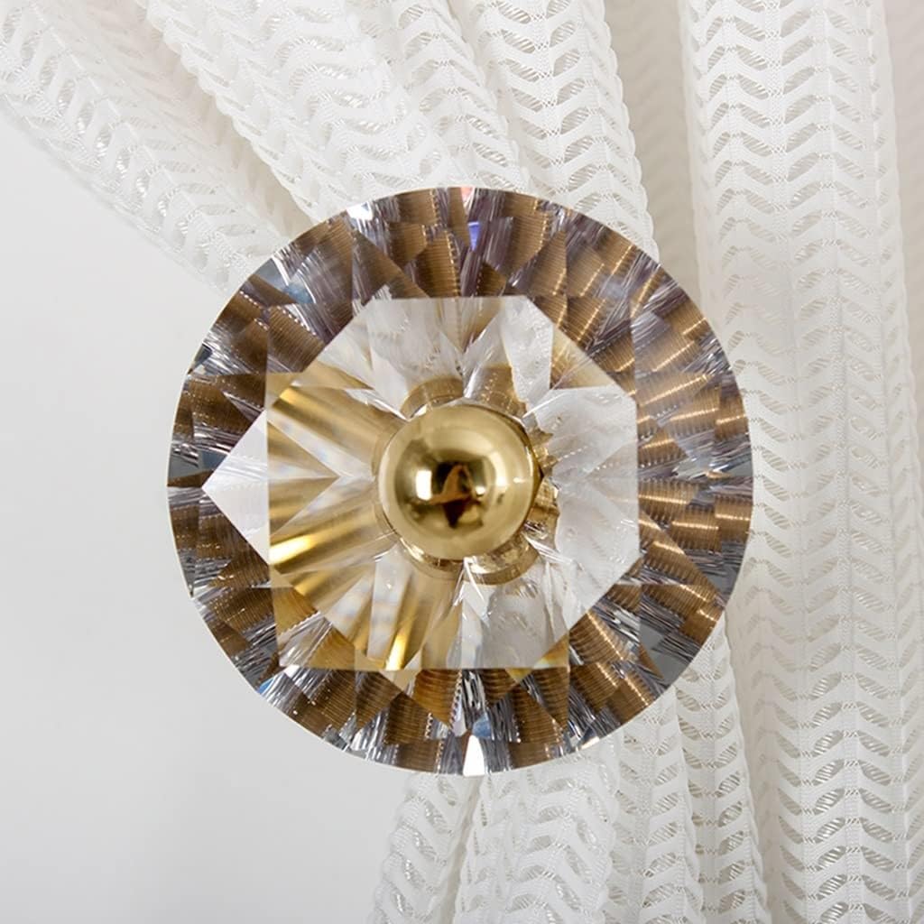 Embrasses de Rideaux, Crochets de Rideaux en Laiton et Cristal Artificiel, Attaches décoratives pour Rideaux, Crochets muraux pour Rideaux, Crochets décoratifs (Lot de 2),Set of 2
