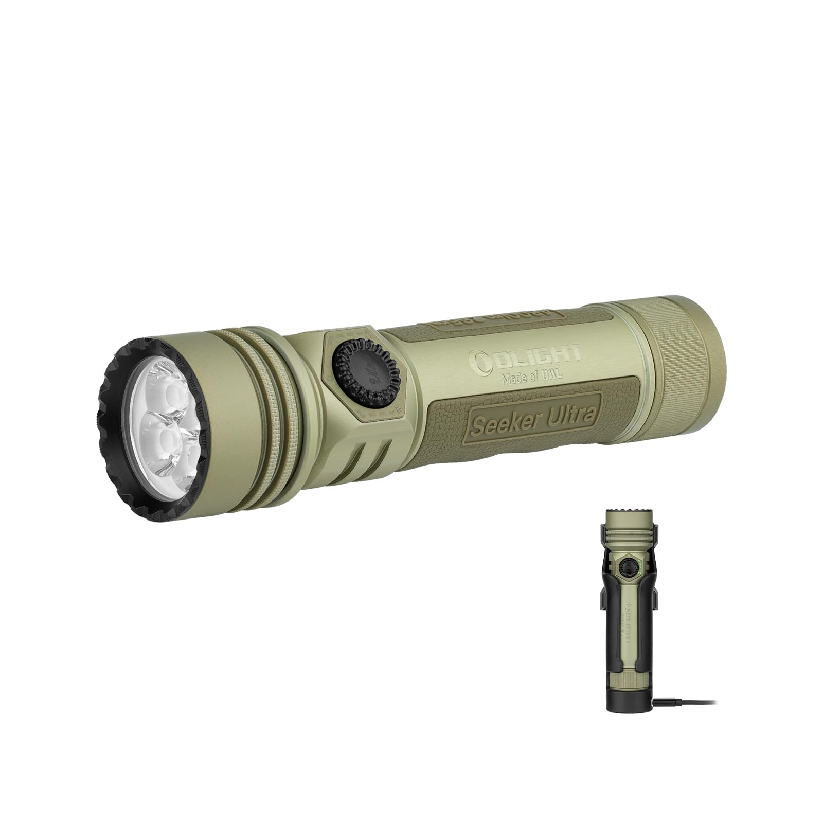 OLIGHT Seeker Ultra Linterna LED Potente 4800 Lúmenes 265 m | Carcasa OAL, Carga USB-C y MCC3, Funda Innovadora, IPX8, 17 Días de Autonomía, Aire Libre, Camping