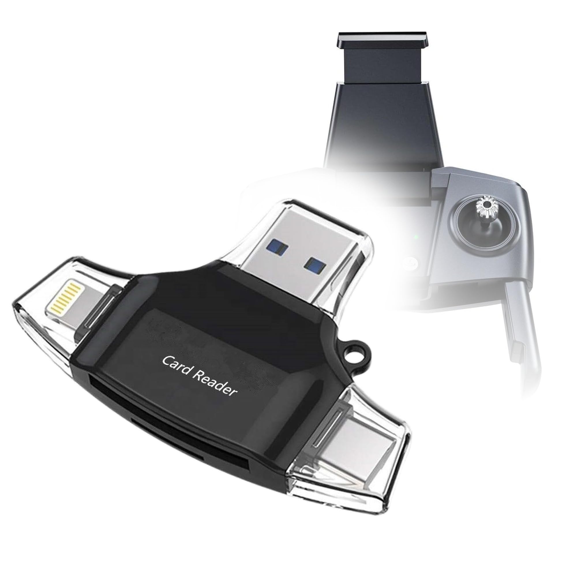 BoxWave Smart Gadget Compatible with Ruko Bwine F7MINI Remote Controller - AllReader SD Card Reader, microSD Card Reader SD Compact USB - Jet Black-image-4
