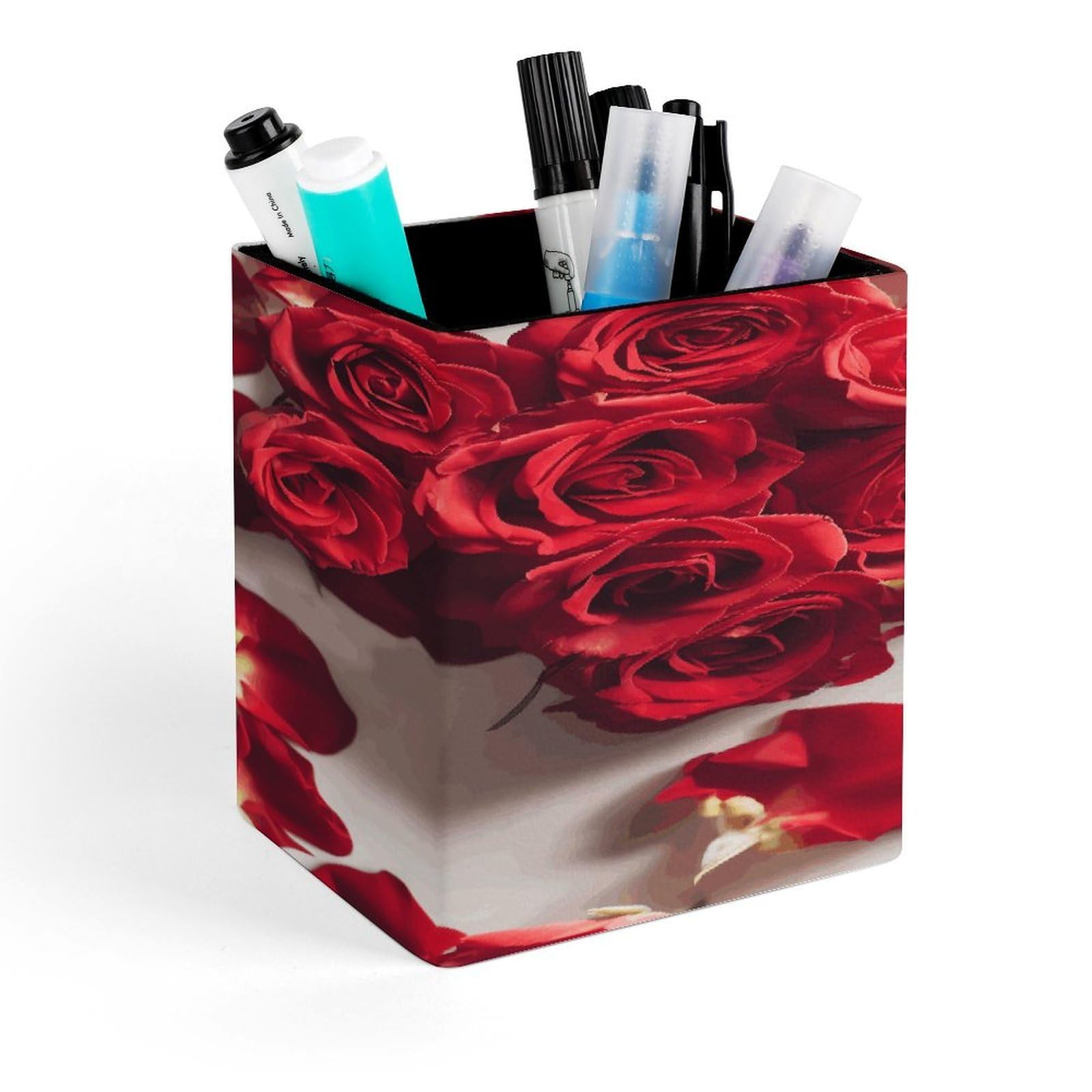 FekiLoot Flowers on Background Pen Holder Personalized Desktop Pencil Holders Case Office Accessories Container Box for Square Pen Cup Desktop Organizer Makeup Brush Holder Caddy Storage