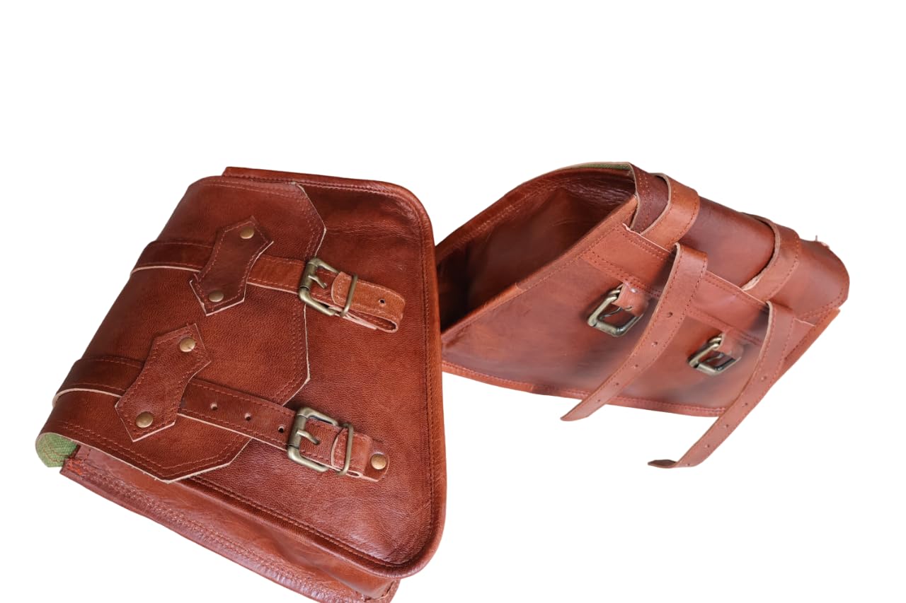 american blue - Alforjas de sillín de Piel marrón para sillín de 2 Bolsillos, Bolsa de Herramientas para Bicicleta y Moto