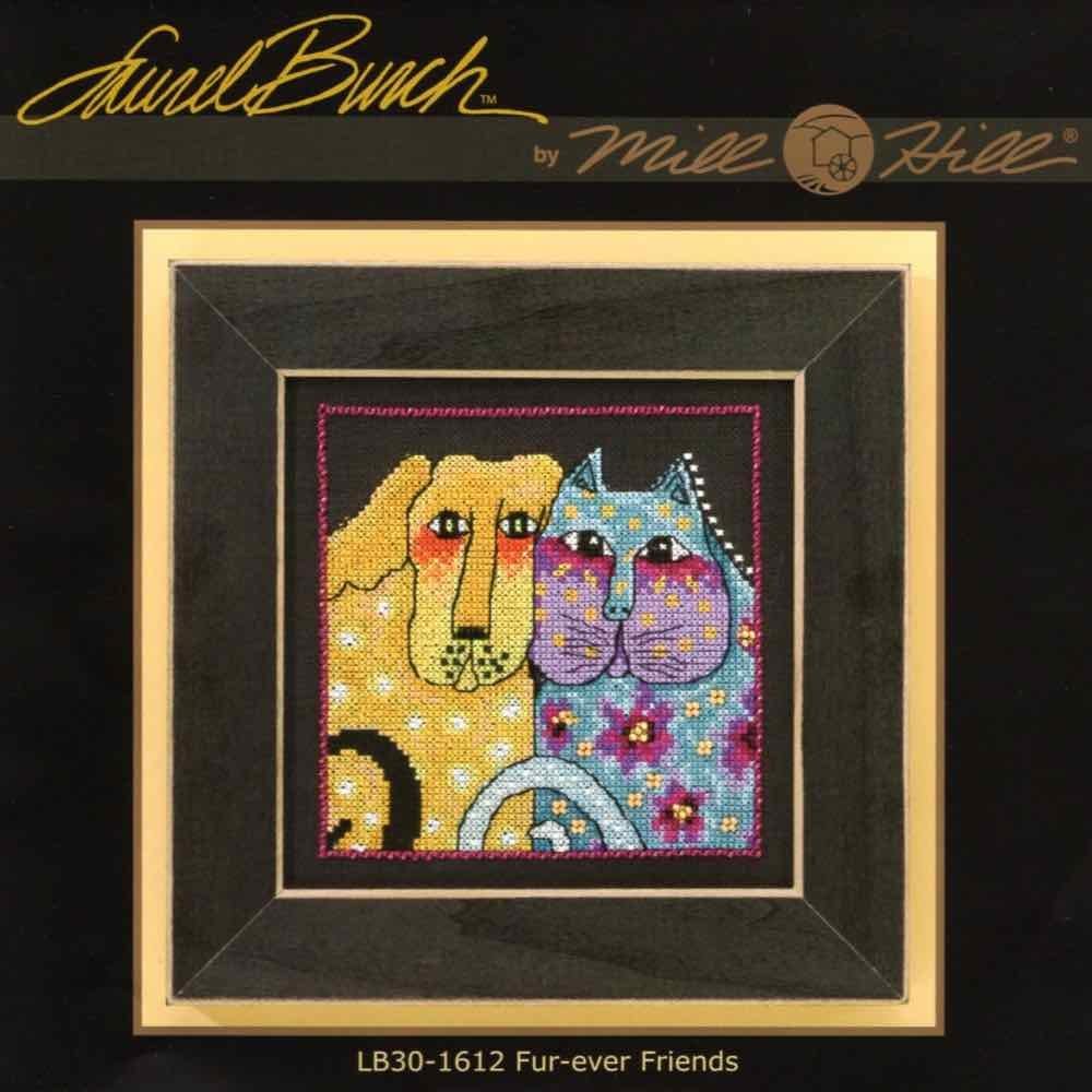 Laurel Burch Fur-Ever Friends Beaded Counted Cross Stitch Kit (Linen) Mill Hill 2016 Dogs Collection LB301612