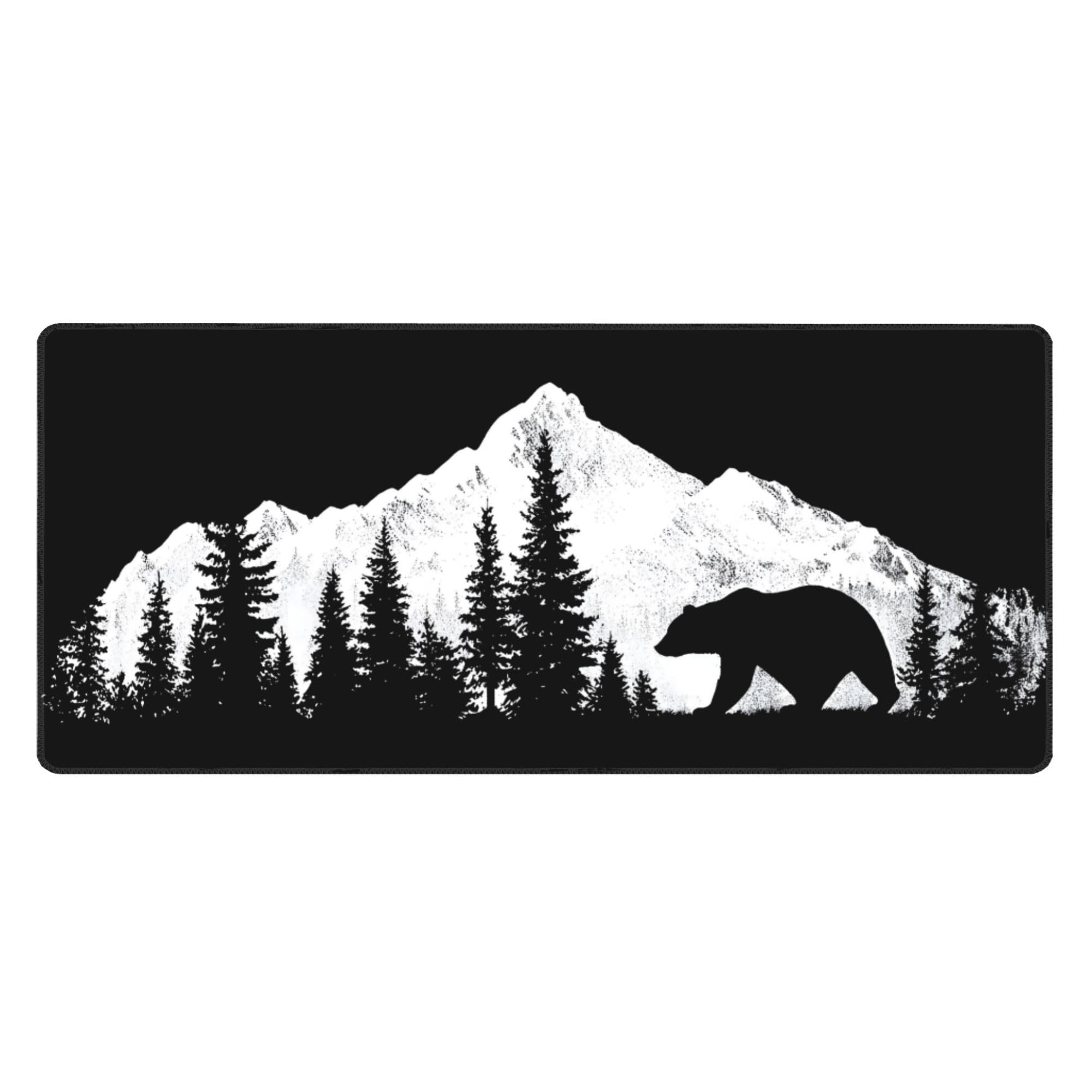 Forest Bear Extended Gaming Mouse Pad, with Stitched Edges Large Mouse Pad Desk Protector, Rubber Base Mousepad Keyboard Mouses Mat for Work Game Office Home- 32" X 12" Inch,E50