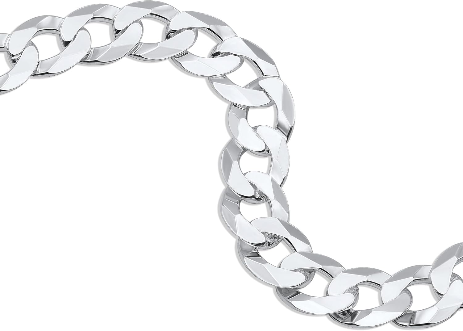 Aka Gioielli - Solid 925 Sterling Silver 11mm Curb Cuban Link Chain - Bracelet for Men - Made in Italy - Image 2