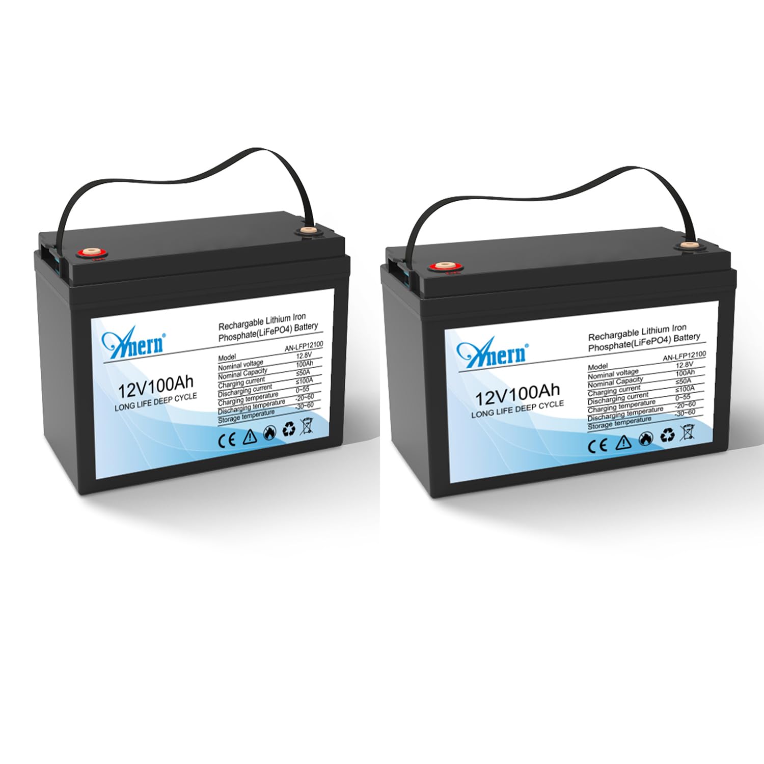 12V 100Ah LiFePO4 Lithium Battery, Group 31 LiFePO4 Battery, 1280Wh Capacity, Built-in 100A BMS, 15000+ Cycles, 10-Year Lifespan, for Solar Energy