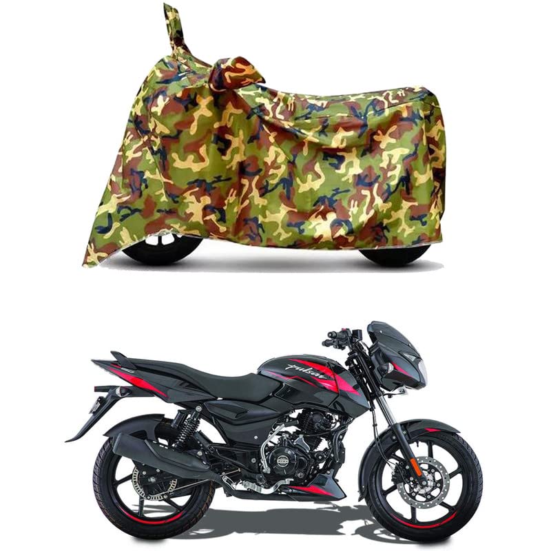 Image of Waterproof 100% PVC Coated Bike Scooty Two Wheeler Body Cover Compatible for Bajaj Pulsar 150 BS6 /UV-Rays /Heat Protection /Birds Dropping /Scratchproof /Dust Proof [6X6 Jungle Print]