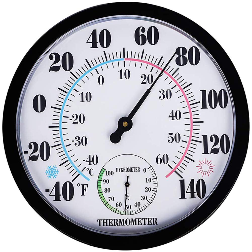 Indoor Outdoor Thermometer Hygrometer Lirches Outdoor Thermometer Large Numbers Decorative Outdoor Thermometers for Patio No Battery Needed Wall