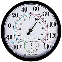 Vista 1 de Lirches - Termómetro para interiores y exteriores, higrómetro, termómetro de pared para exteriores, números grandes, termómetros decorativos