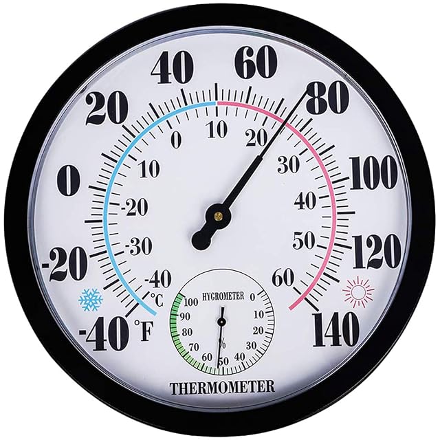 Indoor Outdoor Thermometer Hygrometer Lirches Outdoor Thermometer Large Numbers Decorative Outdoor Thermometers for Patio No Battery Needed Wall