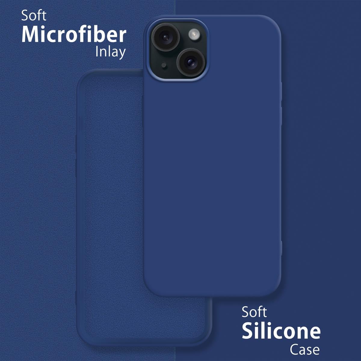 MyGadget Cover per iPhone 15 Plus - Custodia Antiurto in Silicone Morbido – Case con 3 Strati in TPU Ultra Resistente - Protezione Antigraffio - Blu scuro
