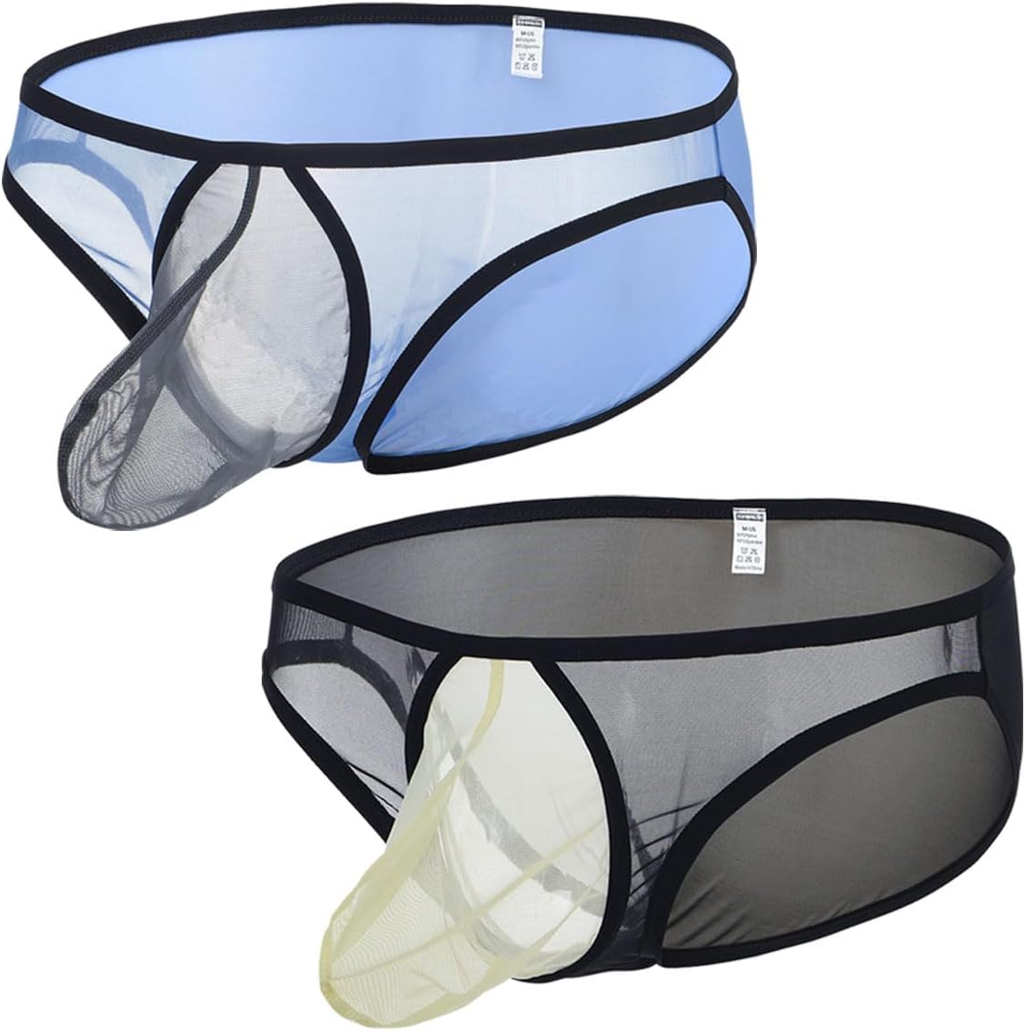 ZONBAILON Men's Sexy Mesh Underwear Briefs See Through Sheer Briefs with Bulge Pouch