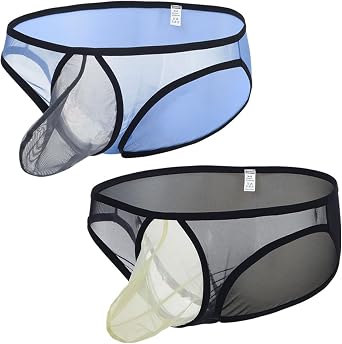 ZONBAILON Men's Sexy Mesh Underwear Briefs See Through Sheer Briefs with Bulge Pouch