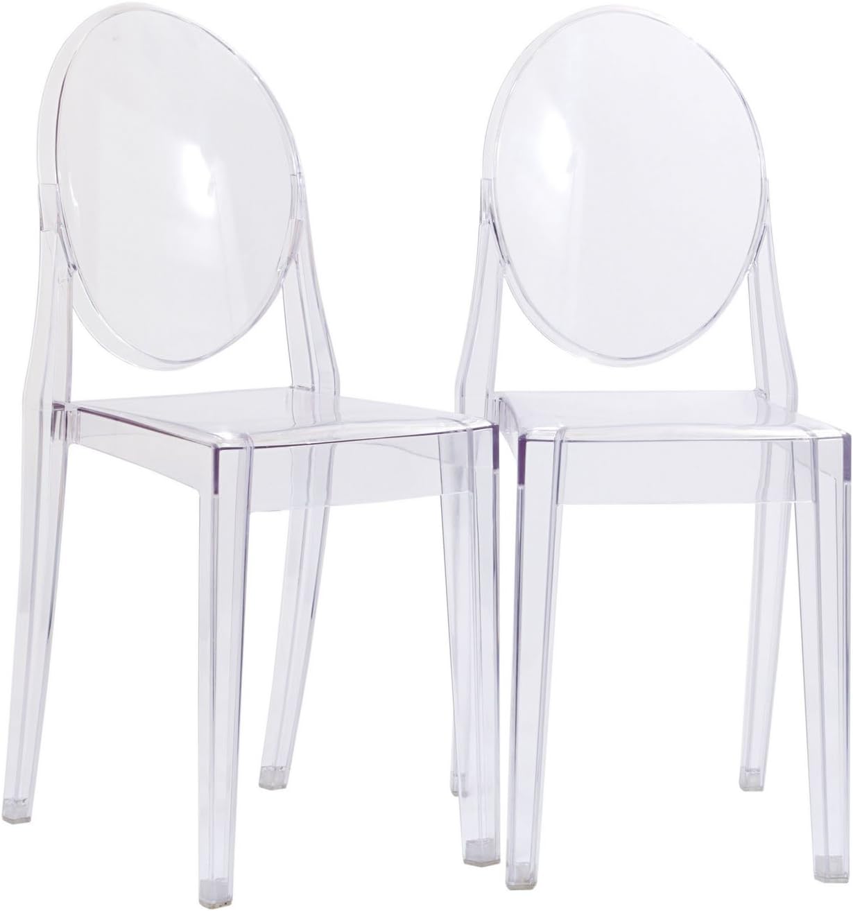 Modway Casper Modern Acrylic Stacking Two Dining Side Chairs in Clear