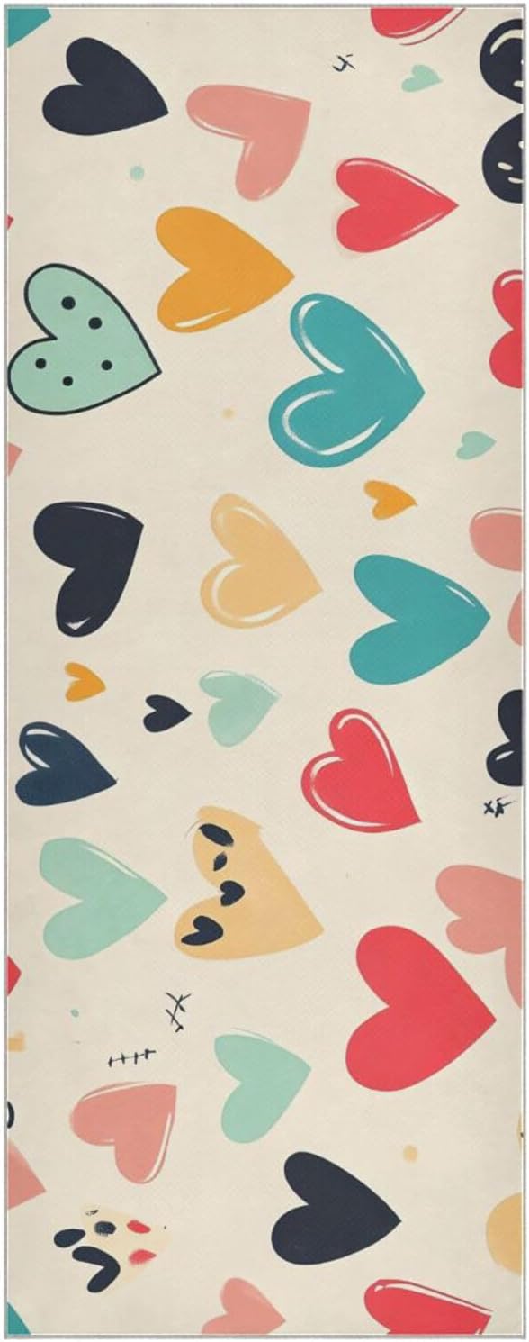 Hot Yoga Towel Love Colorful – Stylish, Non-Slip, Grip Dots, Super Absorbent, 27" x 73" - Yoga Mat Towels for Exercise, Fitness
