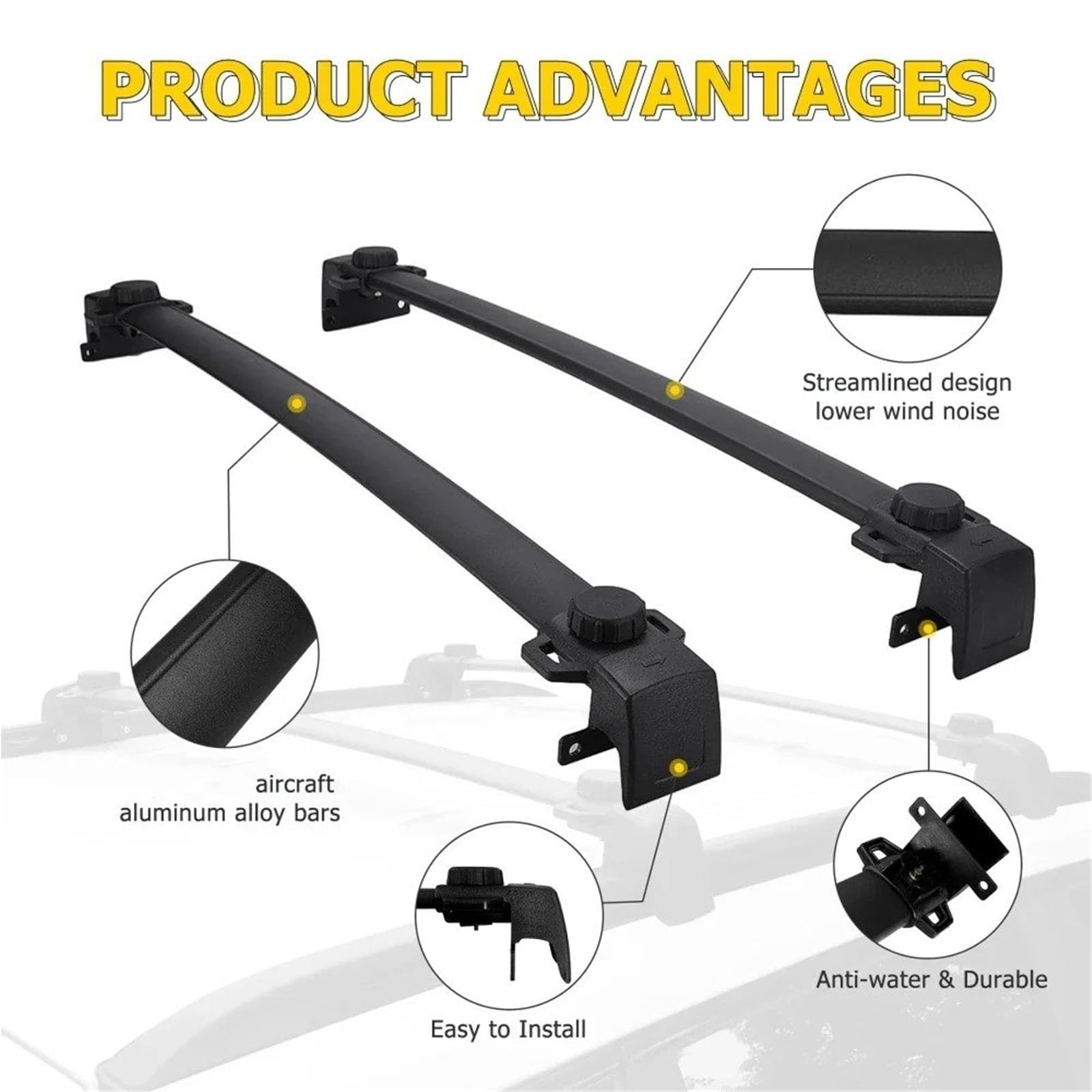 Barres Toit Barras Cruzadas para Techo Carga De 68kg SUV Equipaje Exterior En La Azotea Kayak Soporte Carcasa Dura para Jeep para Compass 2011-2022 Portaequipajes Coche