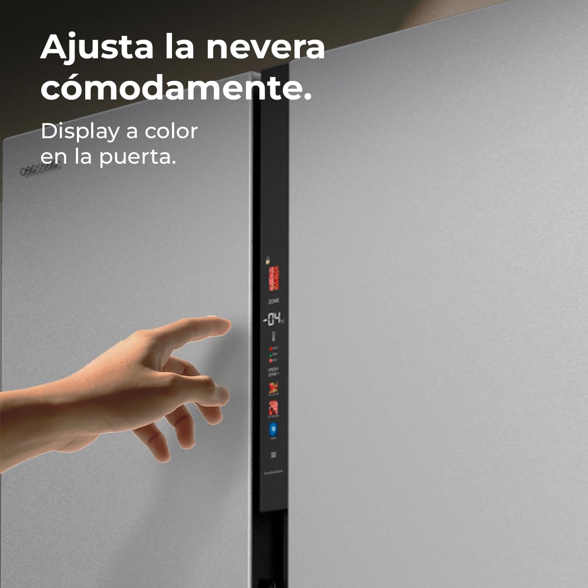 Cecotec Frigorífico Americano Semi Integrable de 436L Total No Frost Bolero CoolMarket SBS 436 SBI Inox E. Compresor Inverter Bajo Consumo, 184,8 x 84,4 m, Interior Premium Gris, Cajón Convertible