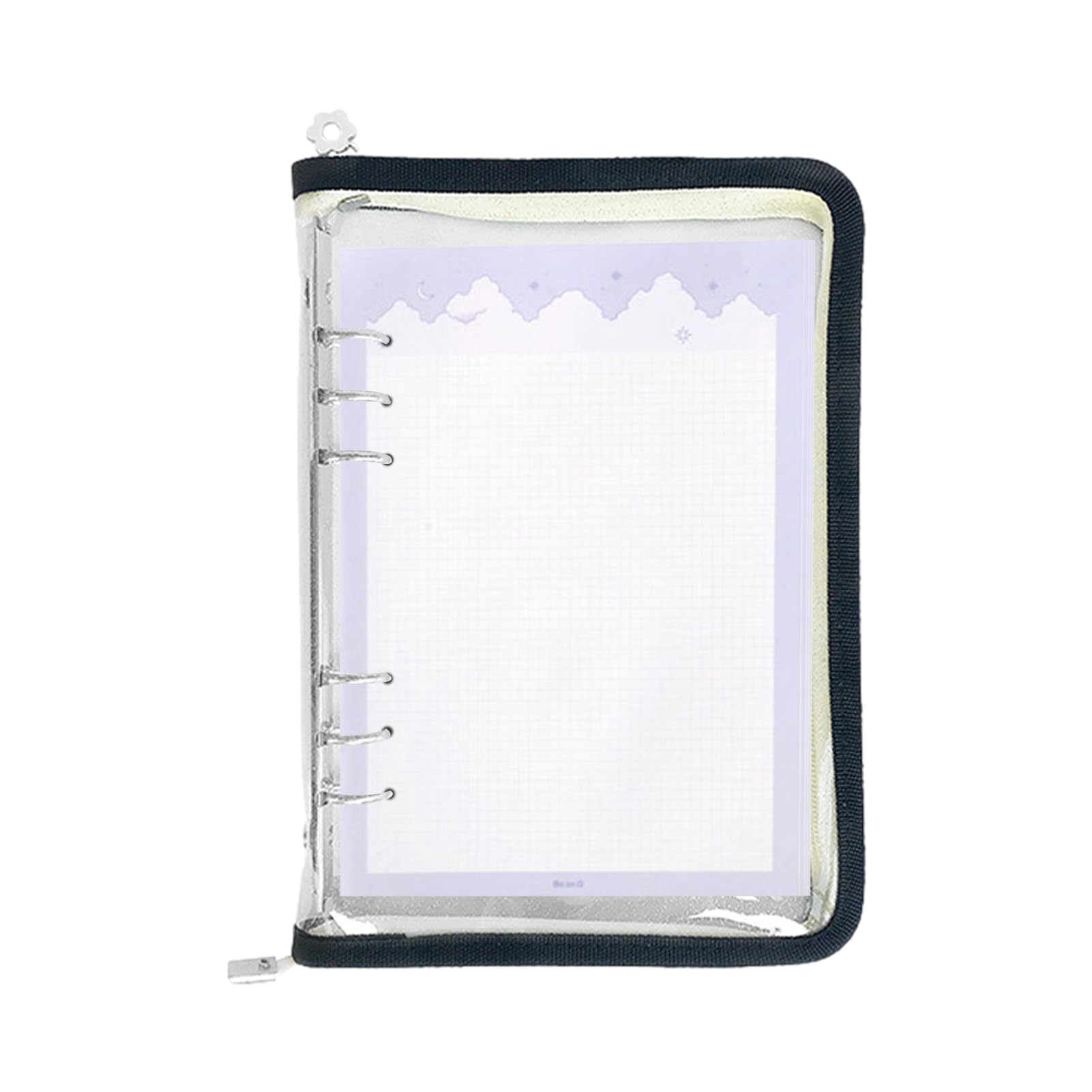 Couverture Transparente à 6 Anneaux - Format A5 Ou A6 - Fermeture Éclair, Portable - Pour École, Voyage - 8