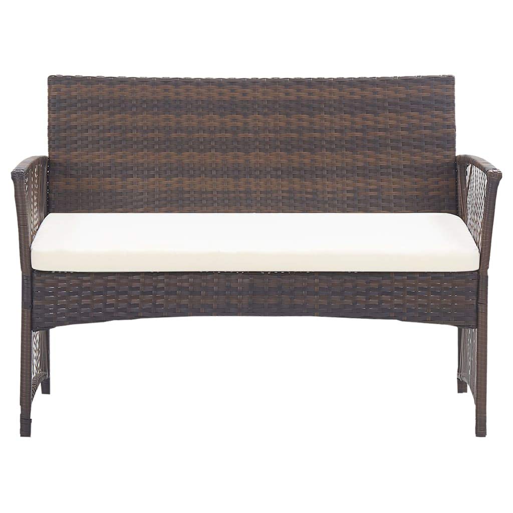 vidaXL Salon de Jardin 4 pcs avec Coussins Mobilier de Jardin Meubles d'Extérieur Mobilier de Patio Mobilier de Terrasse Résine Tressée Marron
