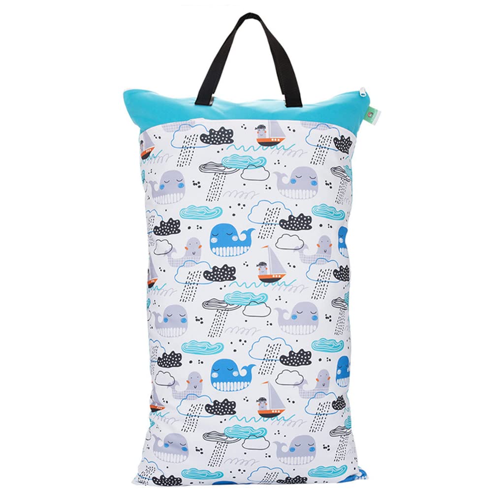 Wet Bag Grande Per Pannolini Lavabili – 2 Cerniere, Impermeabile, Capacità Max 40x70 Cm, Con Doppio Scomparto, Animali Arancioni