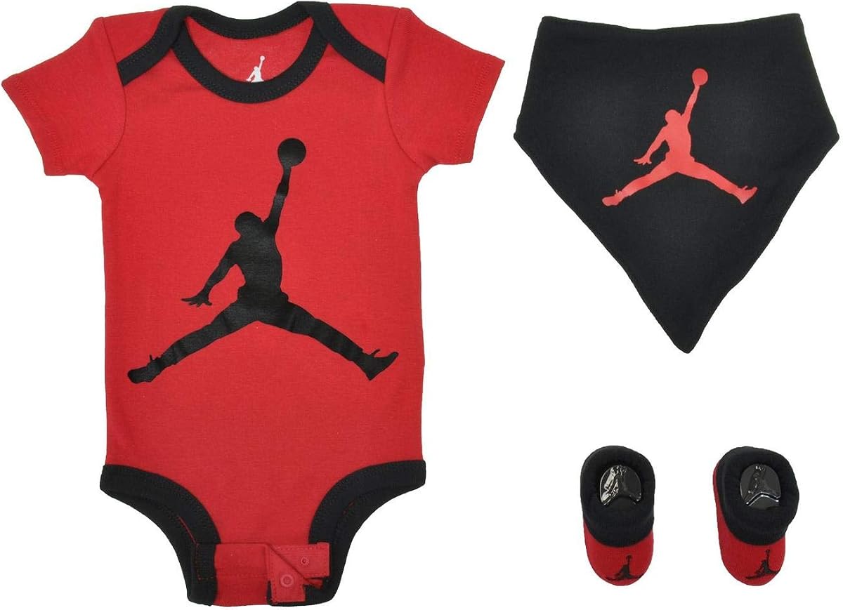 Conjunto de 3 piezas Air Jordan para bebés - 0/6 meses - Rojo/Negro