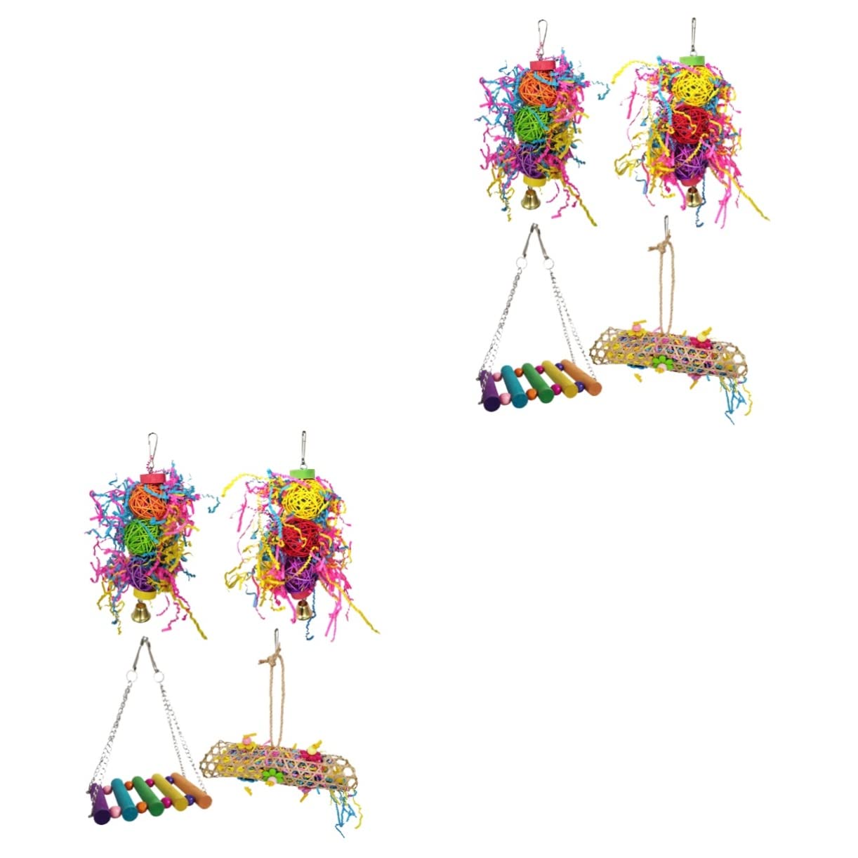 POPETPOP 8pièces Jouets Rotin pour Oiseaux Jouet à Mordre Créatif avec Balancelle pour Perroquets Et Perruches pour Amusement Et Exercice