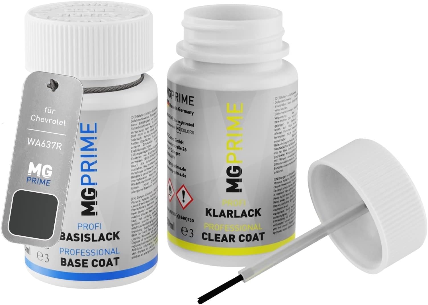 MG PRIME Car paint Touch-up pen set for Chevrolet WA637R Cyber Grey Metallic/Grey Flannel Base coat clear coat 50ml each