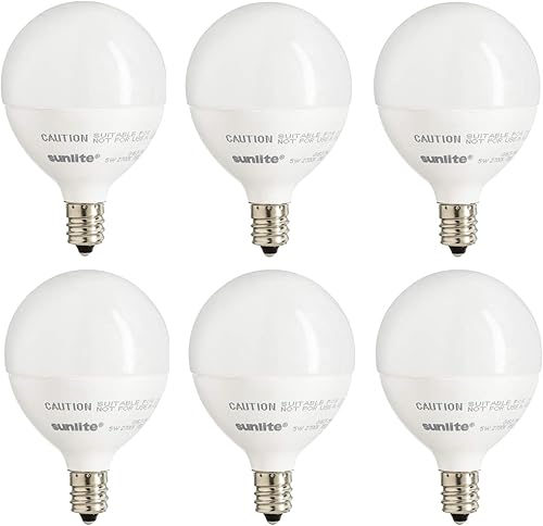 Sunlite Bombilla LED G16.5 82041, 5 vatios (equivalente a 40 W), 350 lúmenes, 90 CRI, base de candelabro (E12), escarcha, regulable, Energy Star,