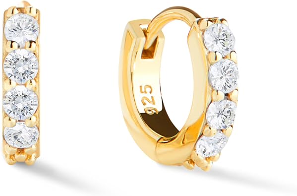 Ana Luisa Huggie Hoop Earrings - Sterling Silver Single & Stacked Double Hoop for Women - 14K Gold Plated, Silver Rhodium & Two-Tone for Daily Wear - Hypoallergenic, Water-Resistant, Tarnish-Free