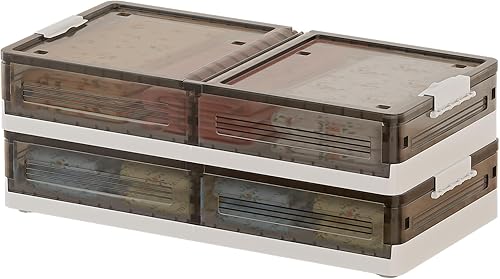 Paquete de 2 contenedores de almacenamiento apilables debajo de la cama con ruedas, caja de almacenamiento plegable de plástico con tapa, cajones de