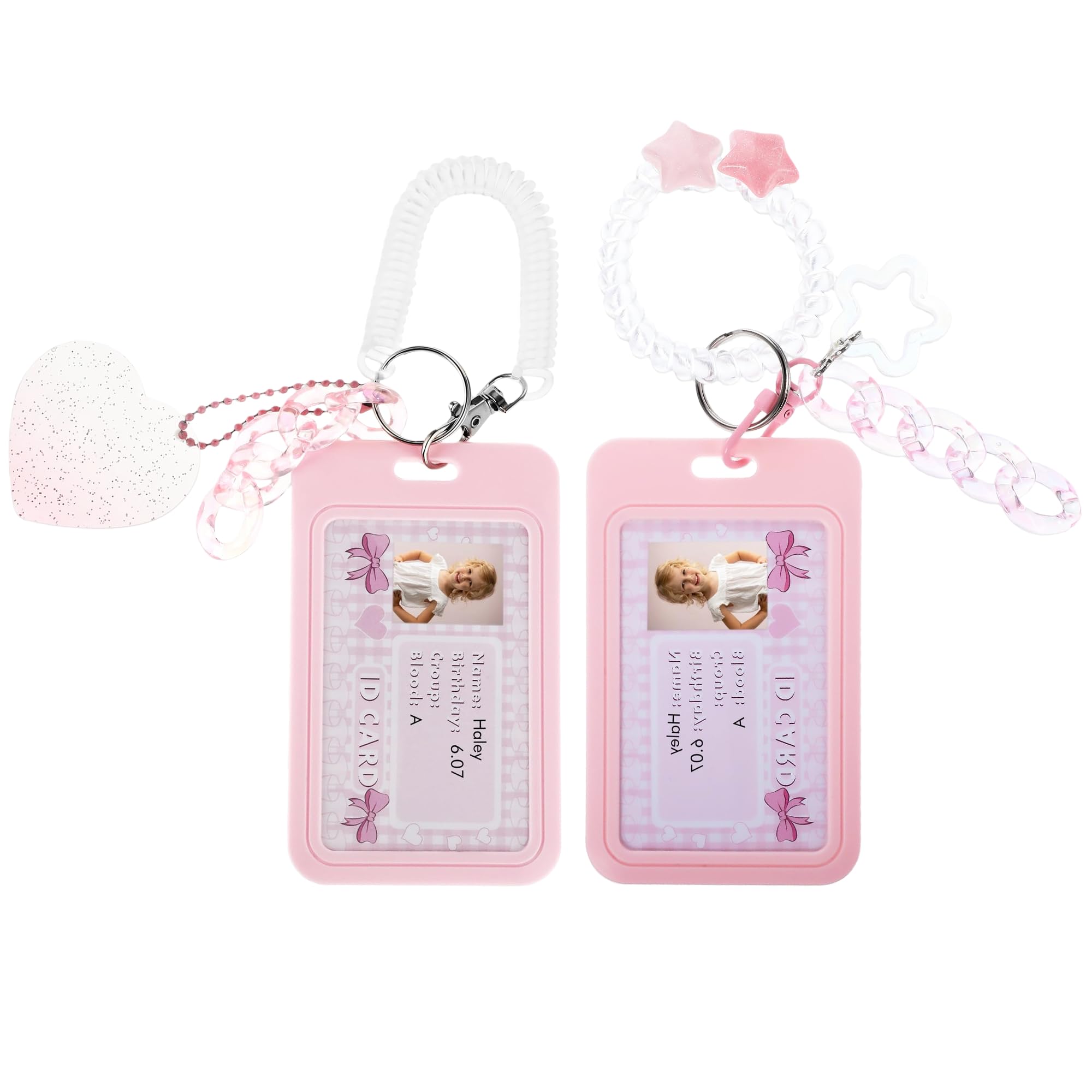 Tivleed Photocard Holder, Photo Card Holder,2Pcs Kpop Merch Pink Acrylic Photocard Display Frame with Keychain, Heart Pendant for Tabletop Decor, Kpop Photo Stand Organizer
