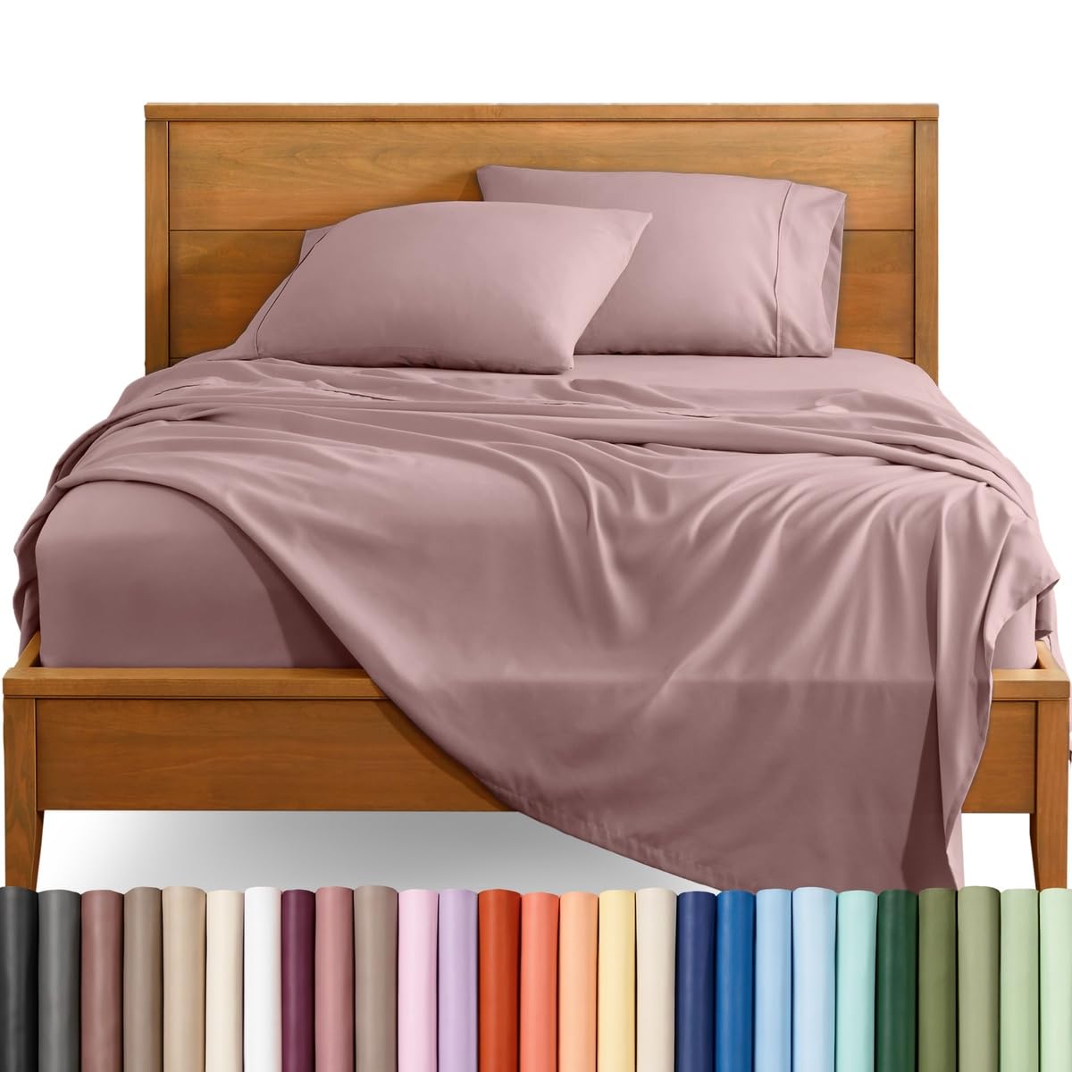 Bare Home Full XL Sheet Set - 1800 Ultra-Soft (Full XL, Mauve) — image 1