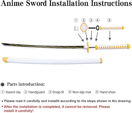 Vista 40 de Espada Demon Slayer de 41 pulgadas, con soporte de exhibición y cinturón, espada Rengoku, espada Tanjiro, espada Zenitsu/textura original del anime