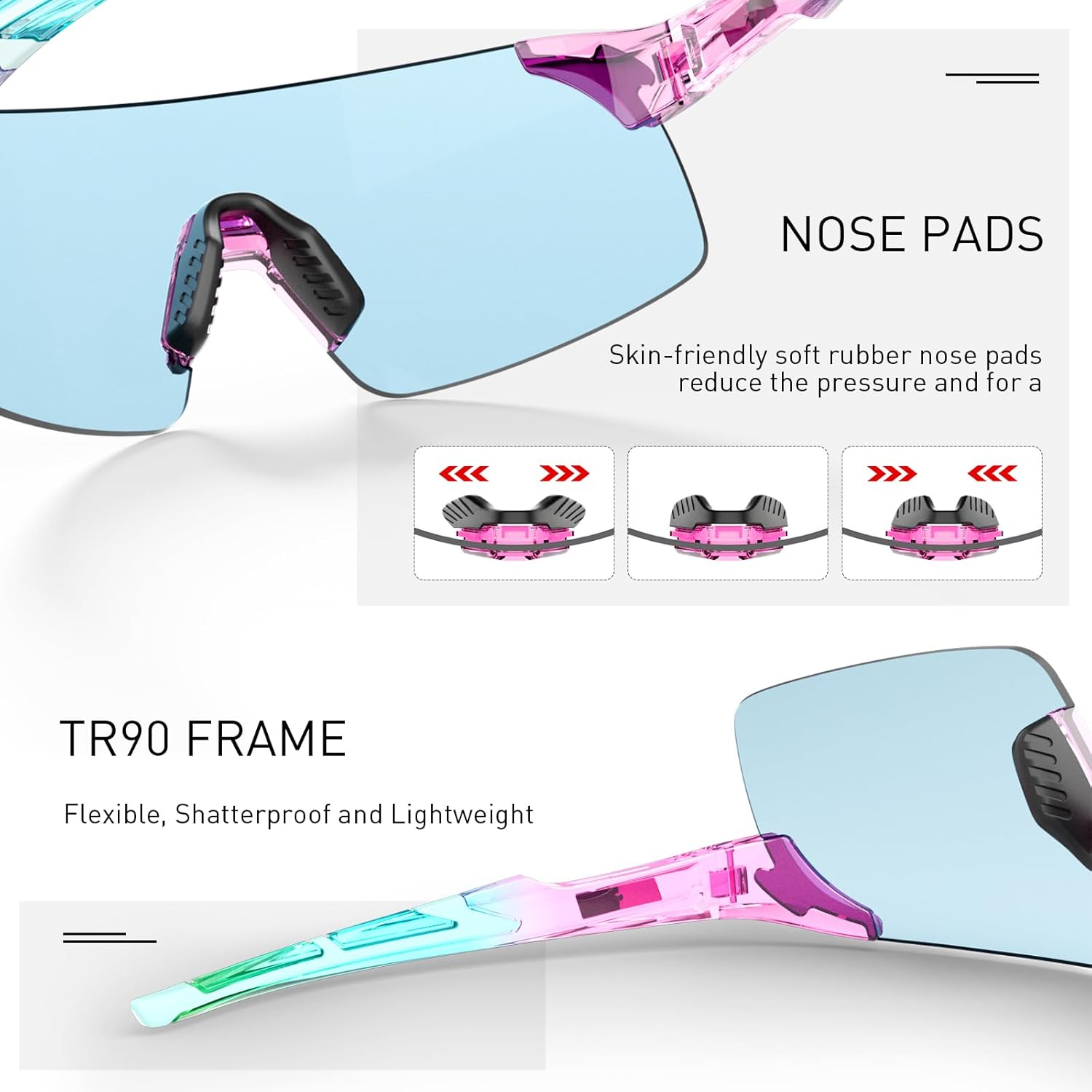 SCVCN Photochromic Cycling Glasses Frameless Sports sunglasses for Men Women - Ideal For Baseball, Bike, Golf, Running - Image 4