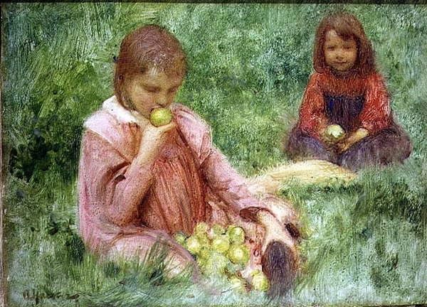 Décoration murale peinture célèbre dans le verger Arthur Hacker tableau salon 60x90