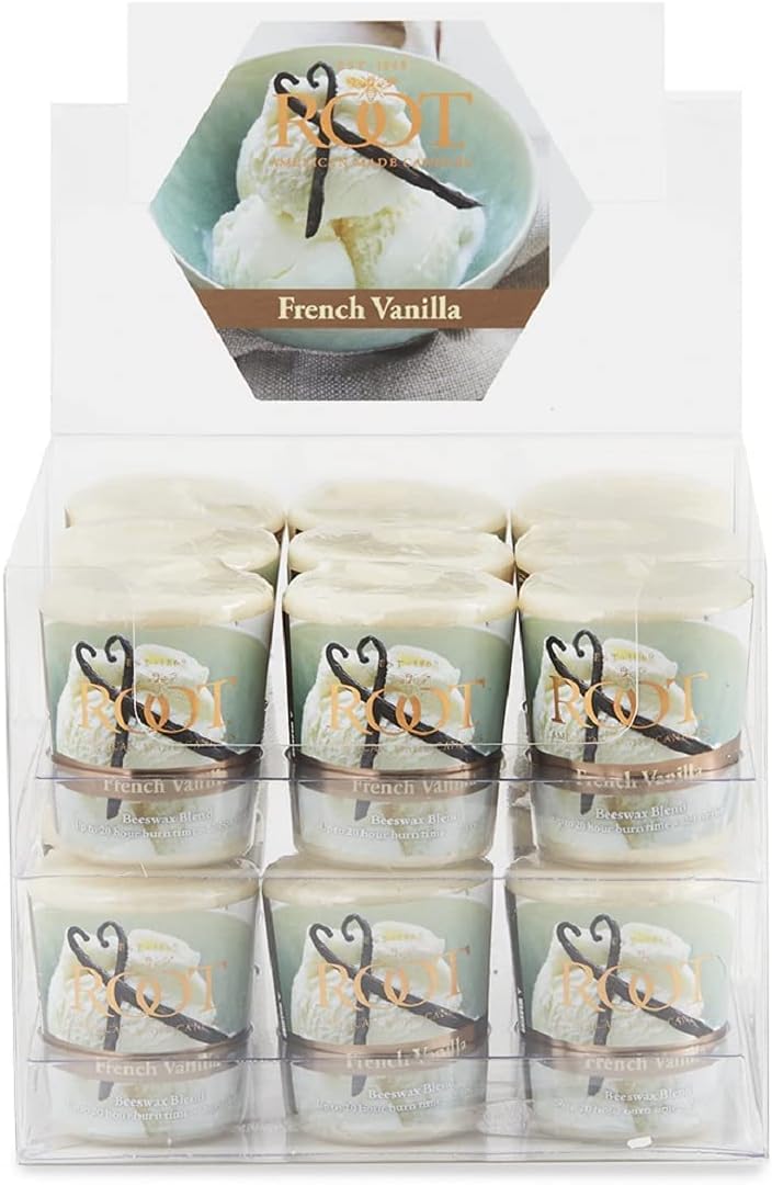 Root Candles Scented Votive Candles Premium 20-Hour Votives Handcrafted Beeswax Blend Candle, 18-Pack, French Vanilla