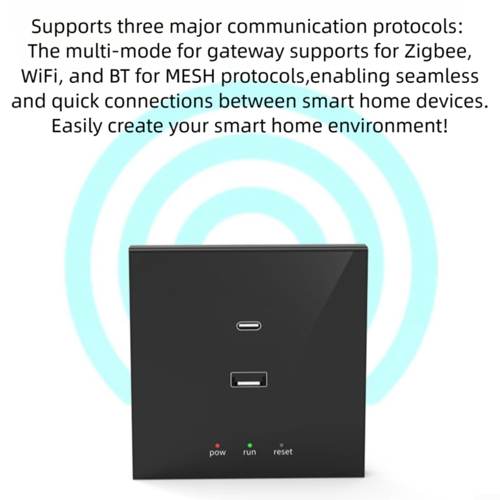 Para zigbee 3.0 Smart para gateway Hub para Tuya, WiFi y puente 5.0 con soporte de pared y puerto USB, compatible con control Alexa y Google Home (negro)