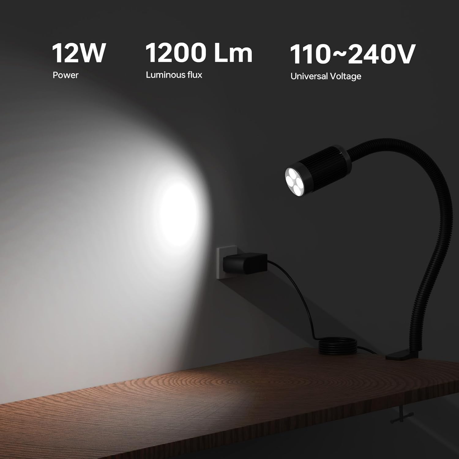 Magnetic Light,12W Magnetic Work Light, IP67 Water Proof Lathe Light, Milling Machine, Bandsaw Lighting
