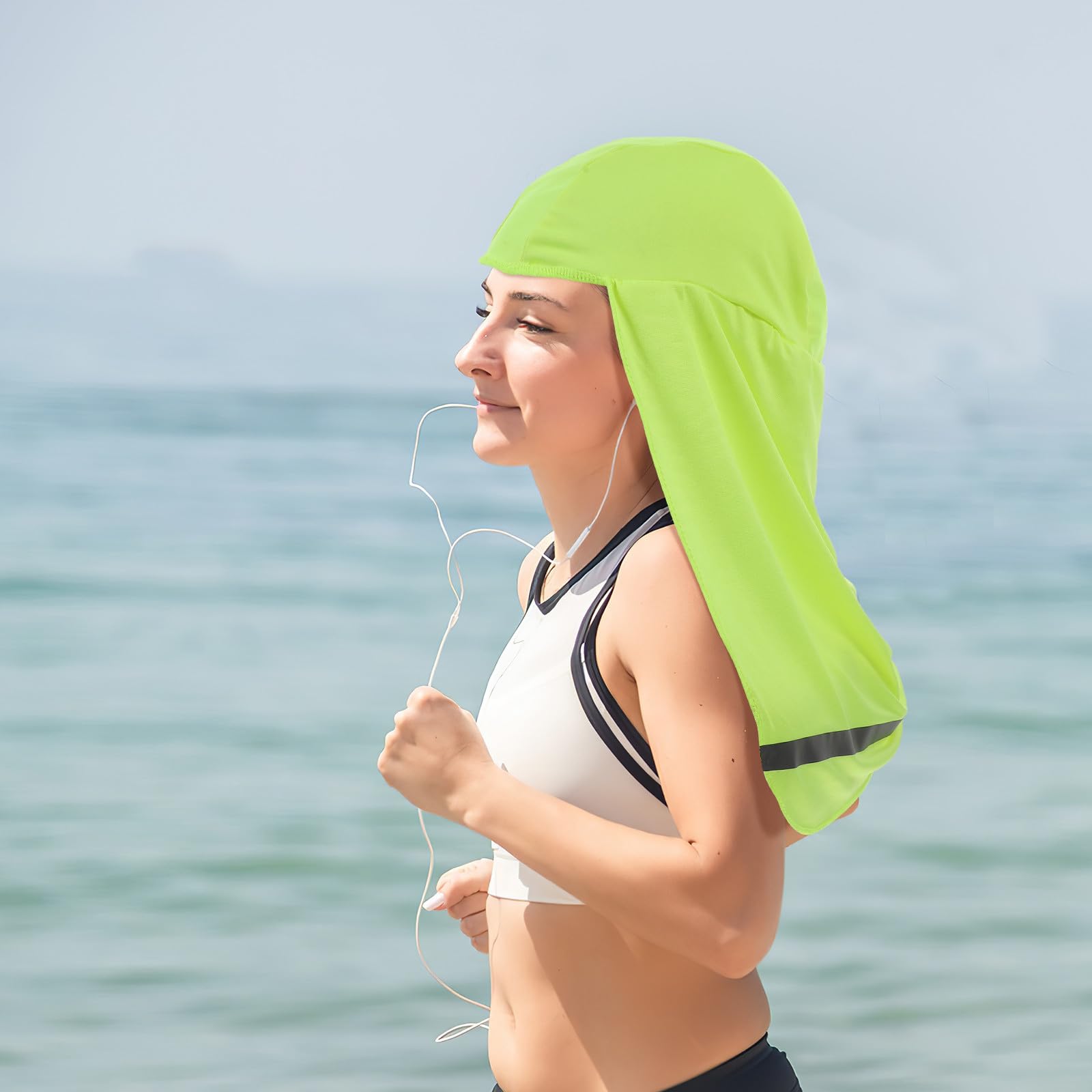 Operitacx 16 Piezas Gorra de Casco de Secado Rápido con Banda Reflectante | Fibra Sintética, Amarillo Fluorescente, Extensión Parasol, Uso Versátil para Pesca y Deportes al Aire Libre