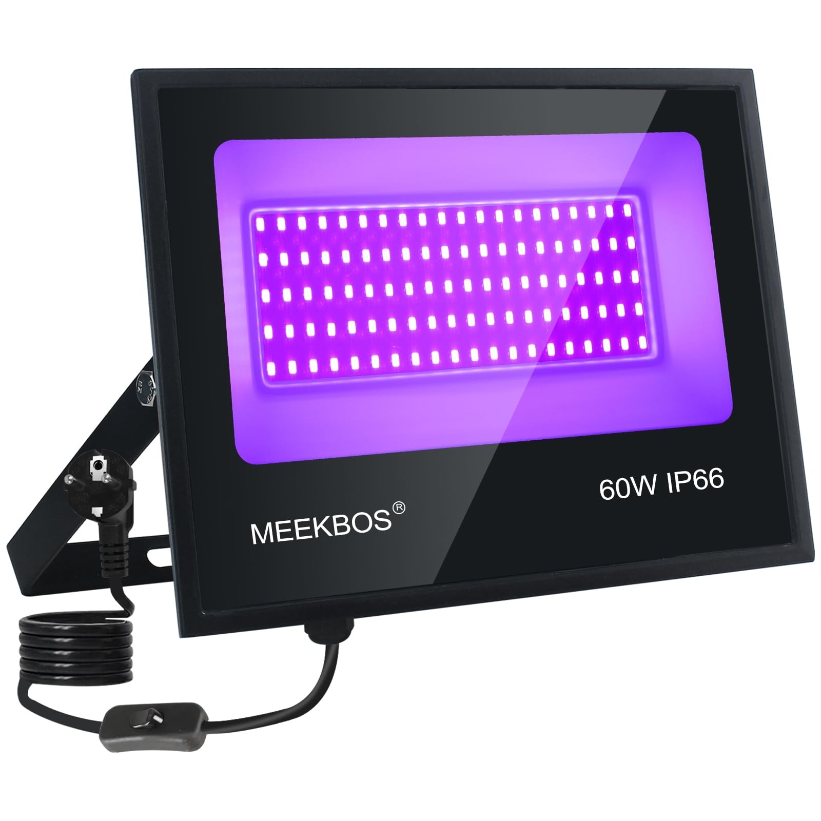 UV Schwarzlicht Strahler,LED Schwarzlichtlampe,385-400NM IP66 Wasserdicht UV Flutlicht mit Stecker,UV Fluter für Black light Party,GLOW,Fluoreszierende Malerei,Körperbemalung,Halloween