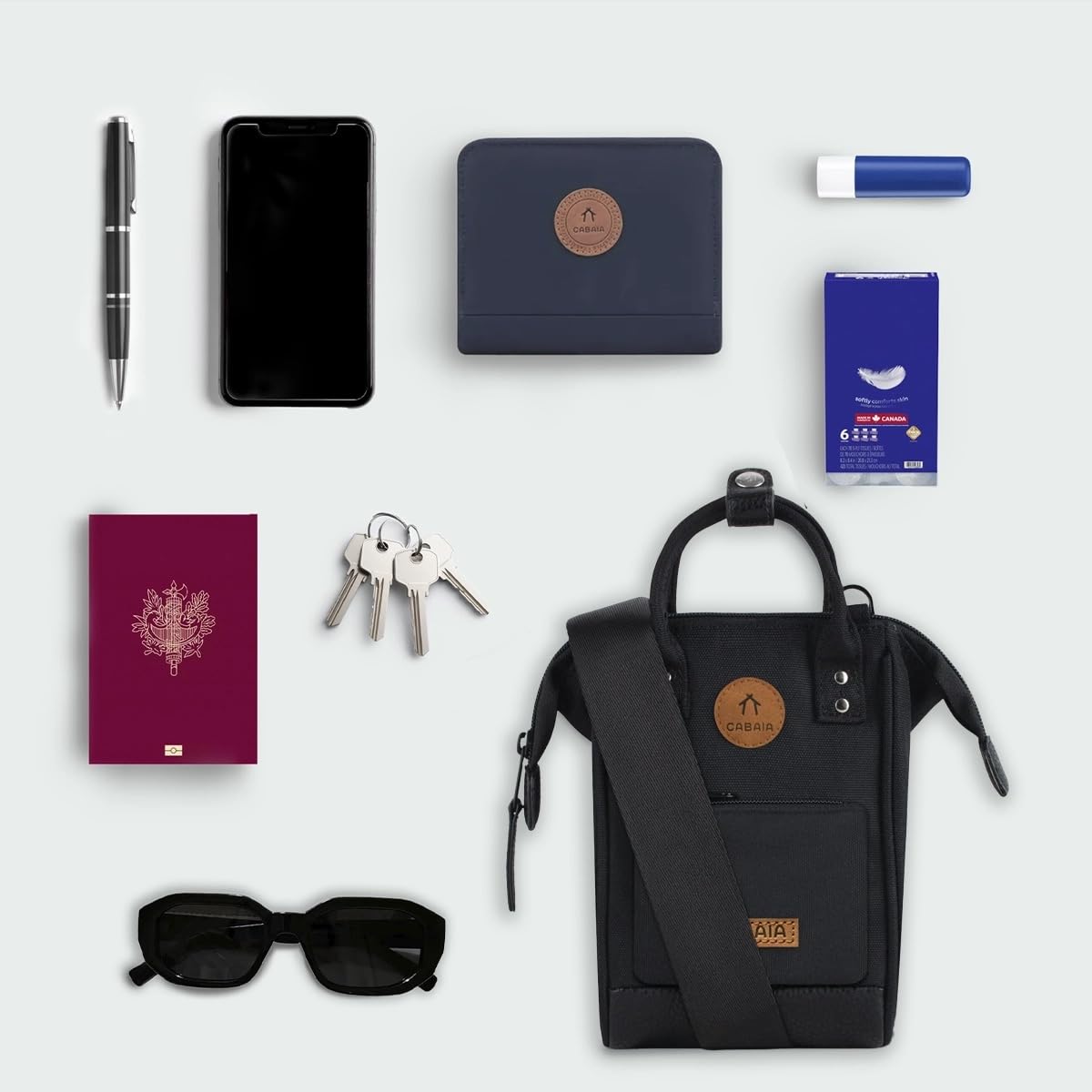 Cabaïa Nano Bag – Umhängetasche 1,8 L für Damen und Herren – recyceltes, wasserabweisendes und veganes Material – kompaktes und praktisches Design