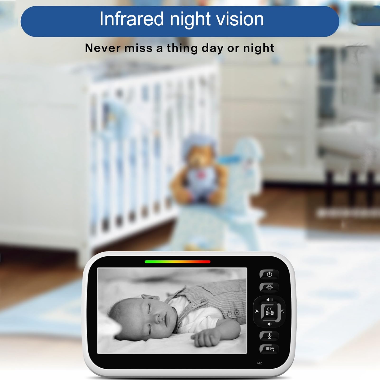 Niania Wideo z Ekranem LCD, Dwukierunkowa Niania Wideo z komunikacją, Duża pojemność 100-240 V do Sypialni (wtyczka UE)
