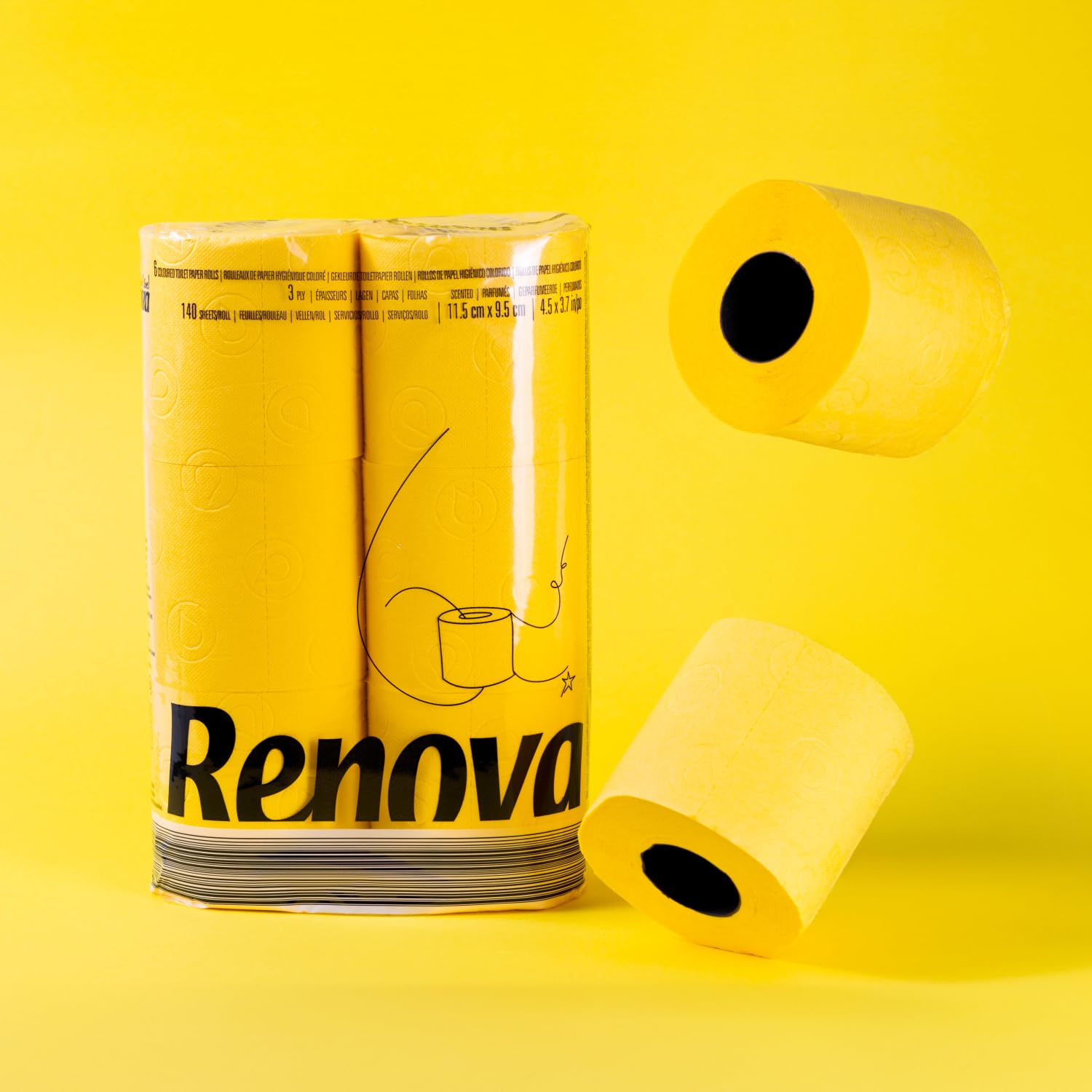 Renova 200054362 Papier Toaletowy, Zółty, 6 Sztuk