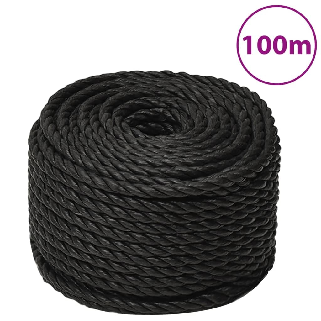 Arbeitsseil Schwarz 16 mm 100 m Polypropylen, Multifunktionale Polypropylenseil wetterfest PP Seil für Haushalt, Garten, Camping, Werkstatt und Landwirtschaft