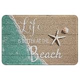 PVC Doormat Entrance Rugs Heavy Duty Welcome Mats, Life Is Better at The Beach on The Wood Outdoor I