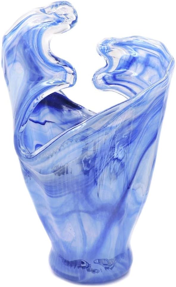 Tammaro Home Deep Blue Waves Murano Glass Vase
