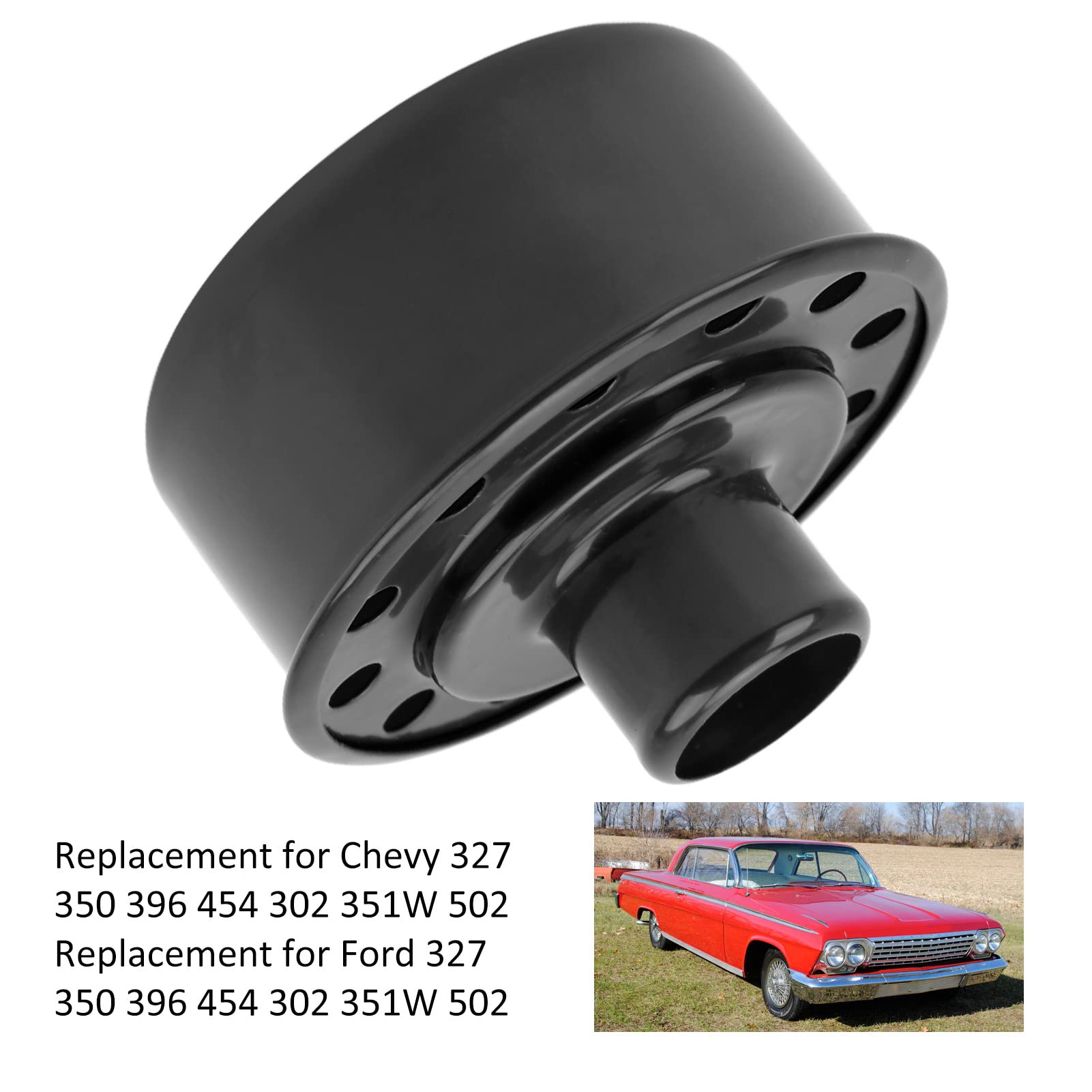 Ejoyous Reniflard de Couvercle de Soupape Rond, Remplacement de Reniflard à Poussoir pour Couvercle de Soupape Reniflard Rond à Poussoir pour BBC SBF 327 350 302 454 502 (Noir)
